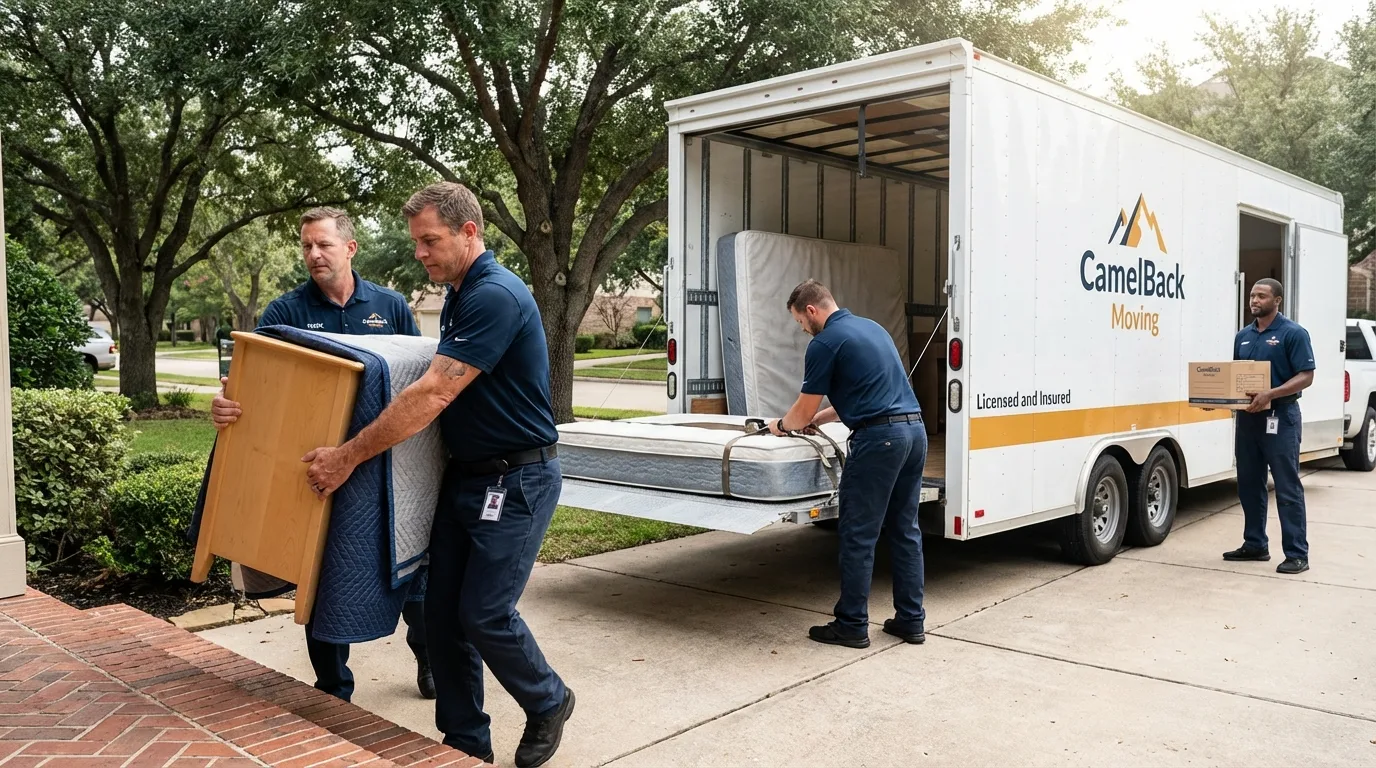 Crew loading residential truck for cross-state move from Plaistow, NH